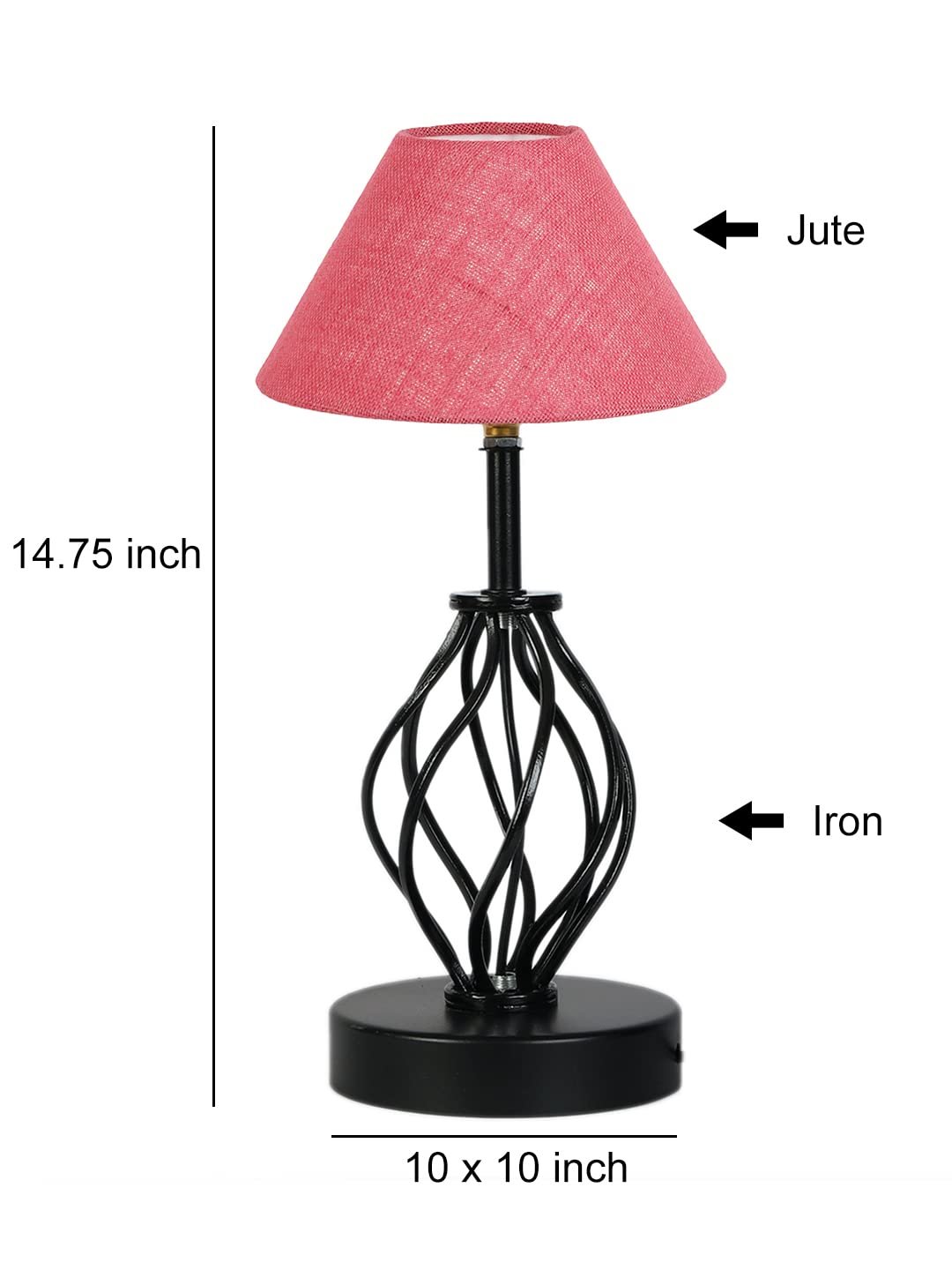 Pink Jute Table lamp with Iron Base(26)