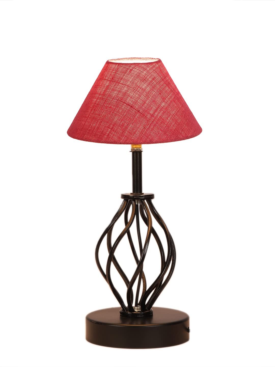 Pink Jute Table lamp with Iron Base(26)