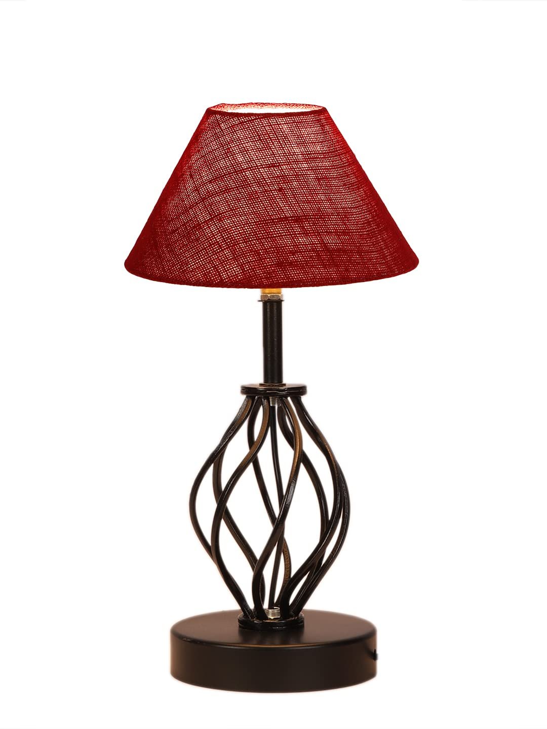 Maroon Jute Table lamp with Iron Base(27)
