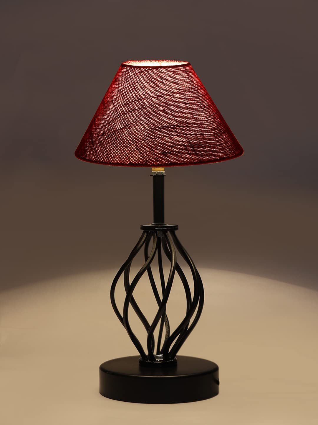 Maroon Jute Table lamp with Iron Base(27)