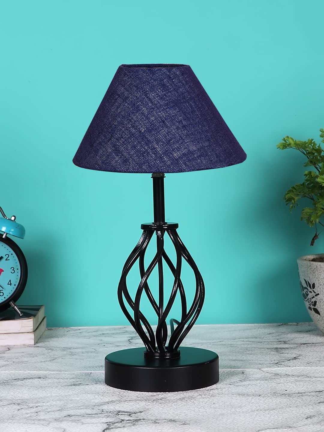 Blue Jute Table lamp with Iron Base(28)