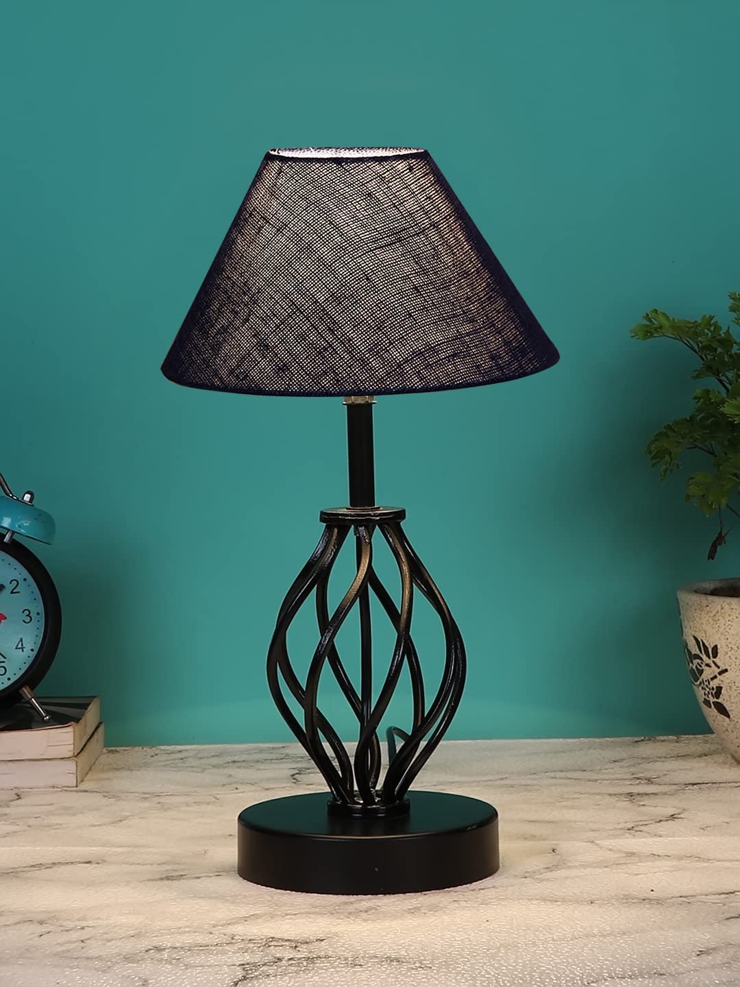 Blue Jute Table lamp with Iron Base(28)