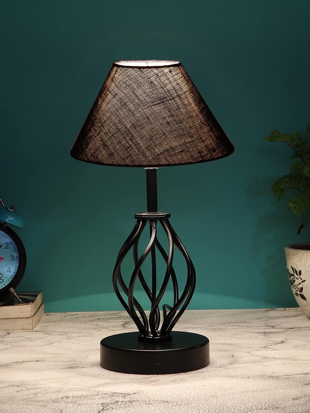 Blue Jute Table lamp with Iron Base(28)