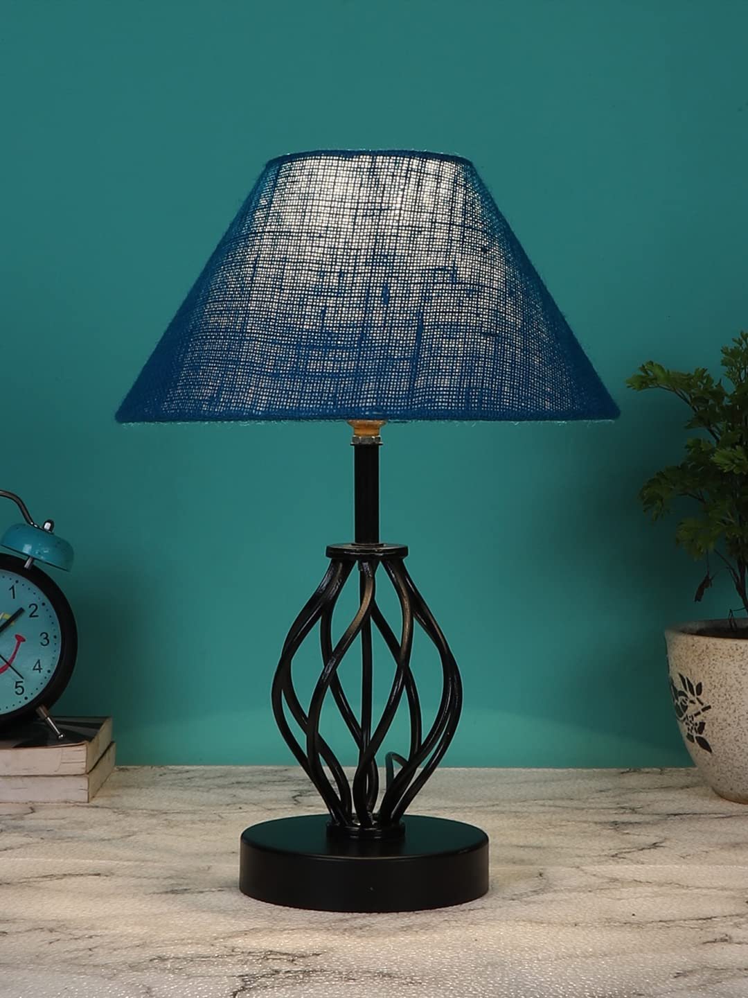 Turquoise Jute Table lamp with Iron Base(29)
