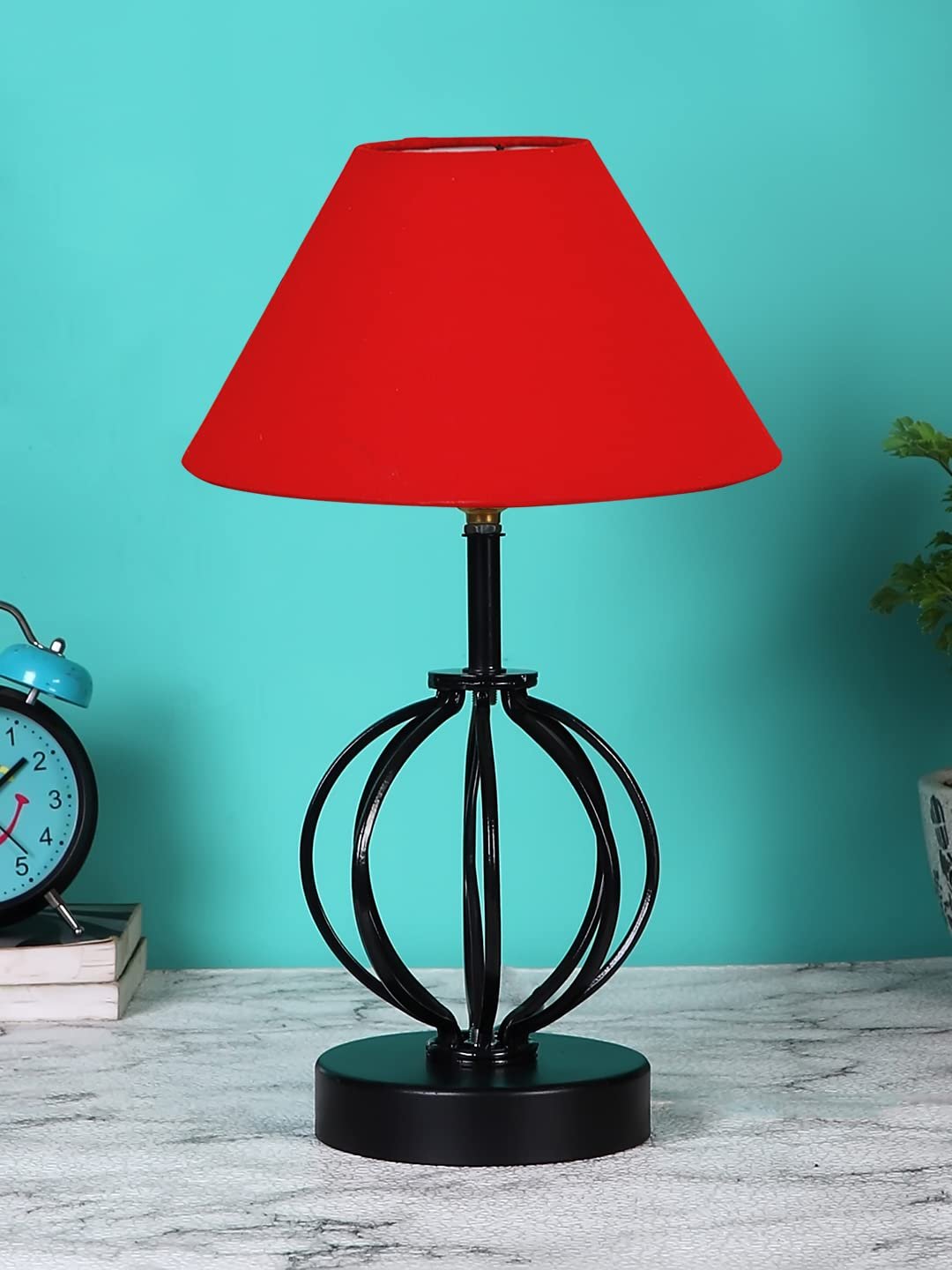 Red Cotton Table lamp with Iron Base(37)