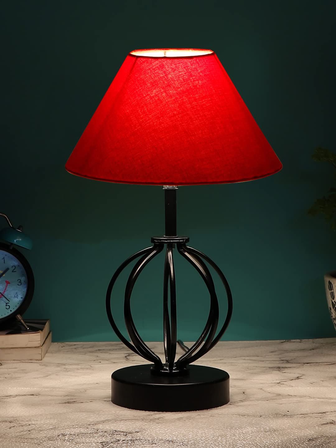 Red Cotton Table lamp with Iron Base(37)