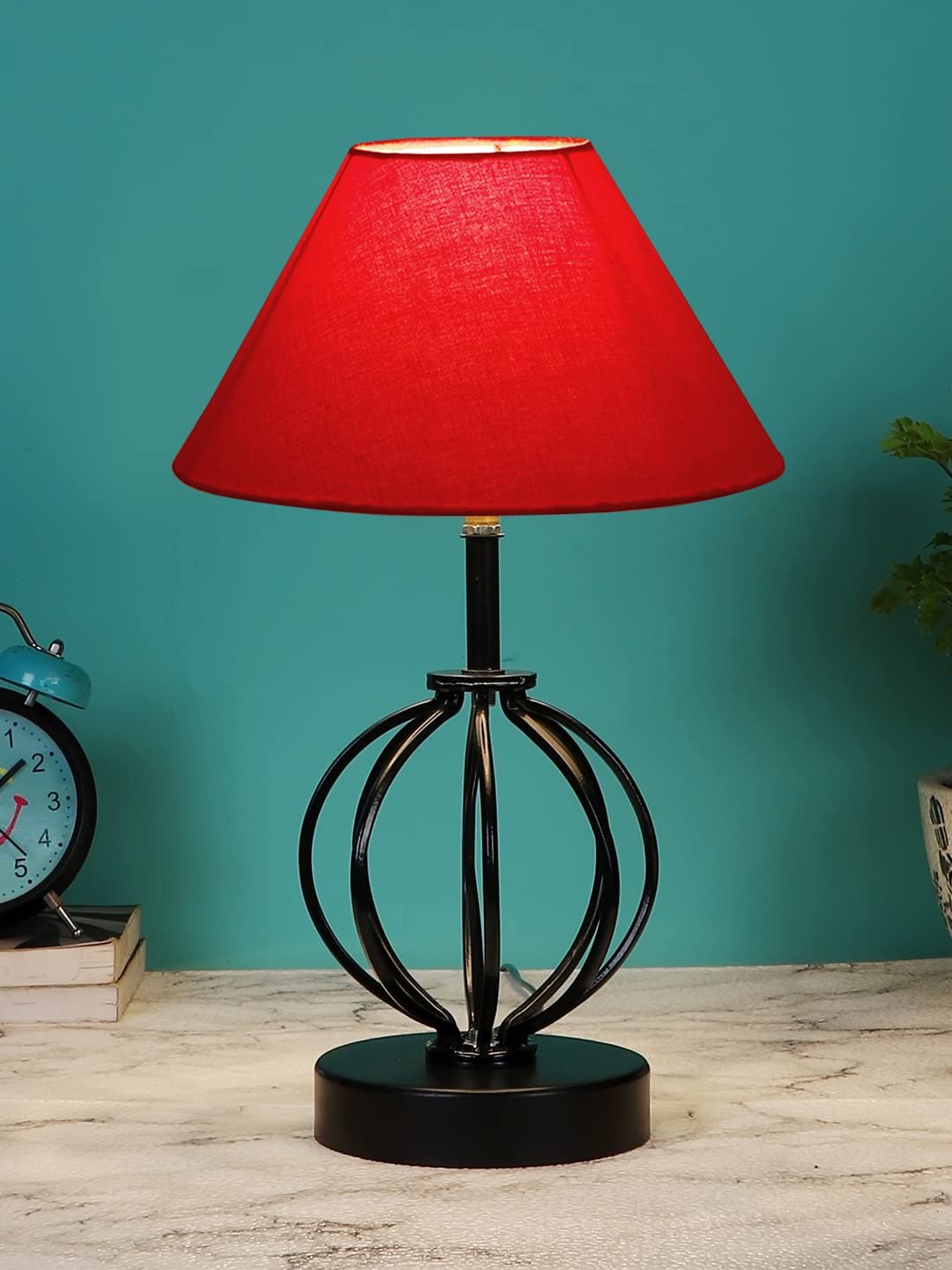 Red Cotton Table lamp with Iron Base(37)
