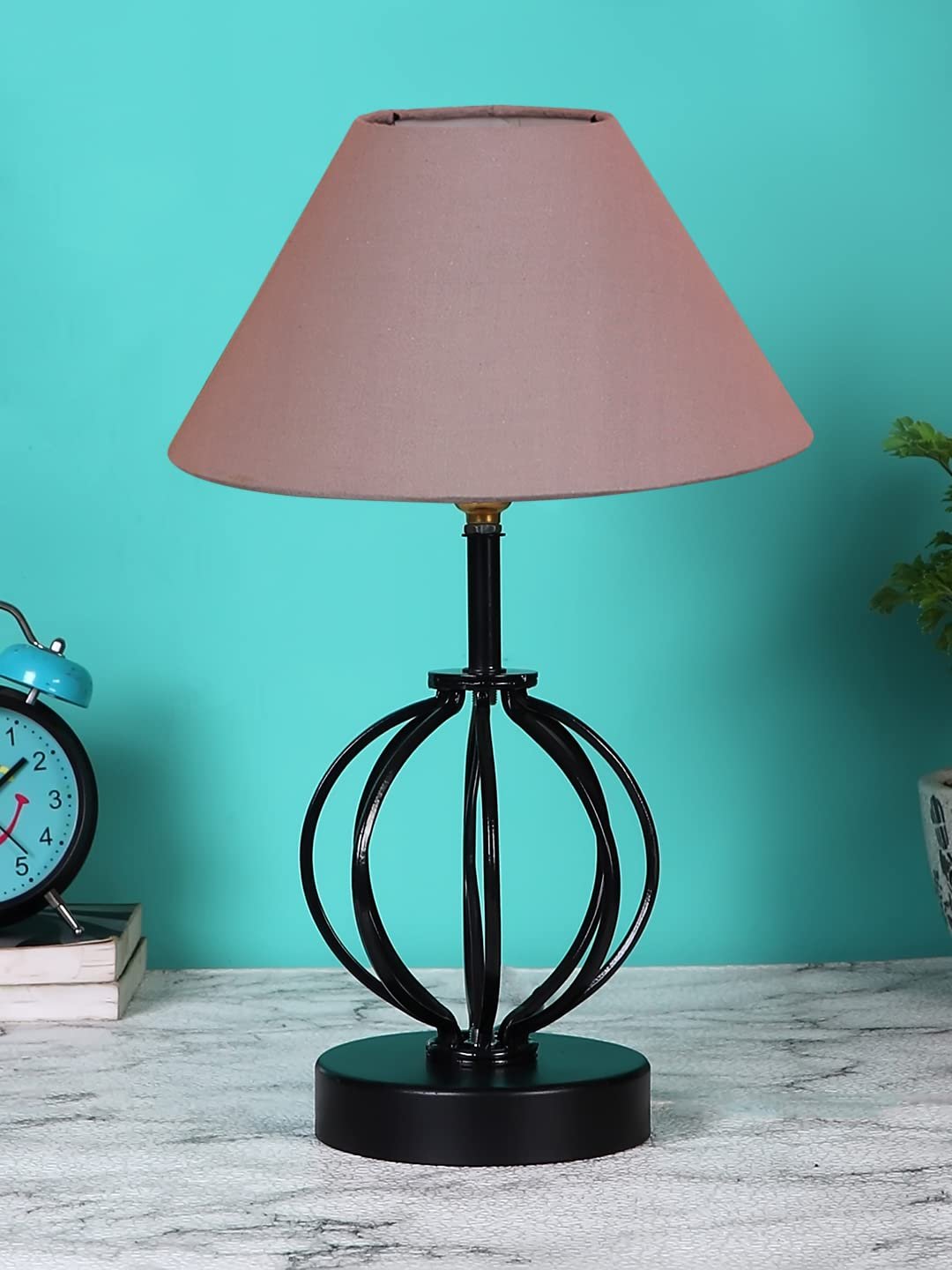 Grey Cotton Table lamp with Iron Base(40)