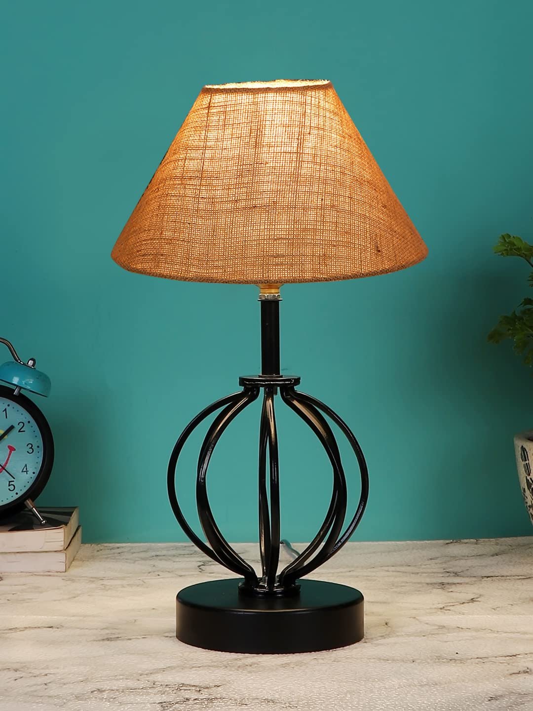 Beige Jute Table lamp with Iron Base(42)