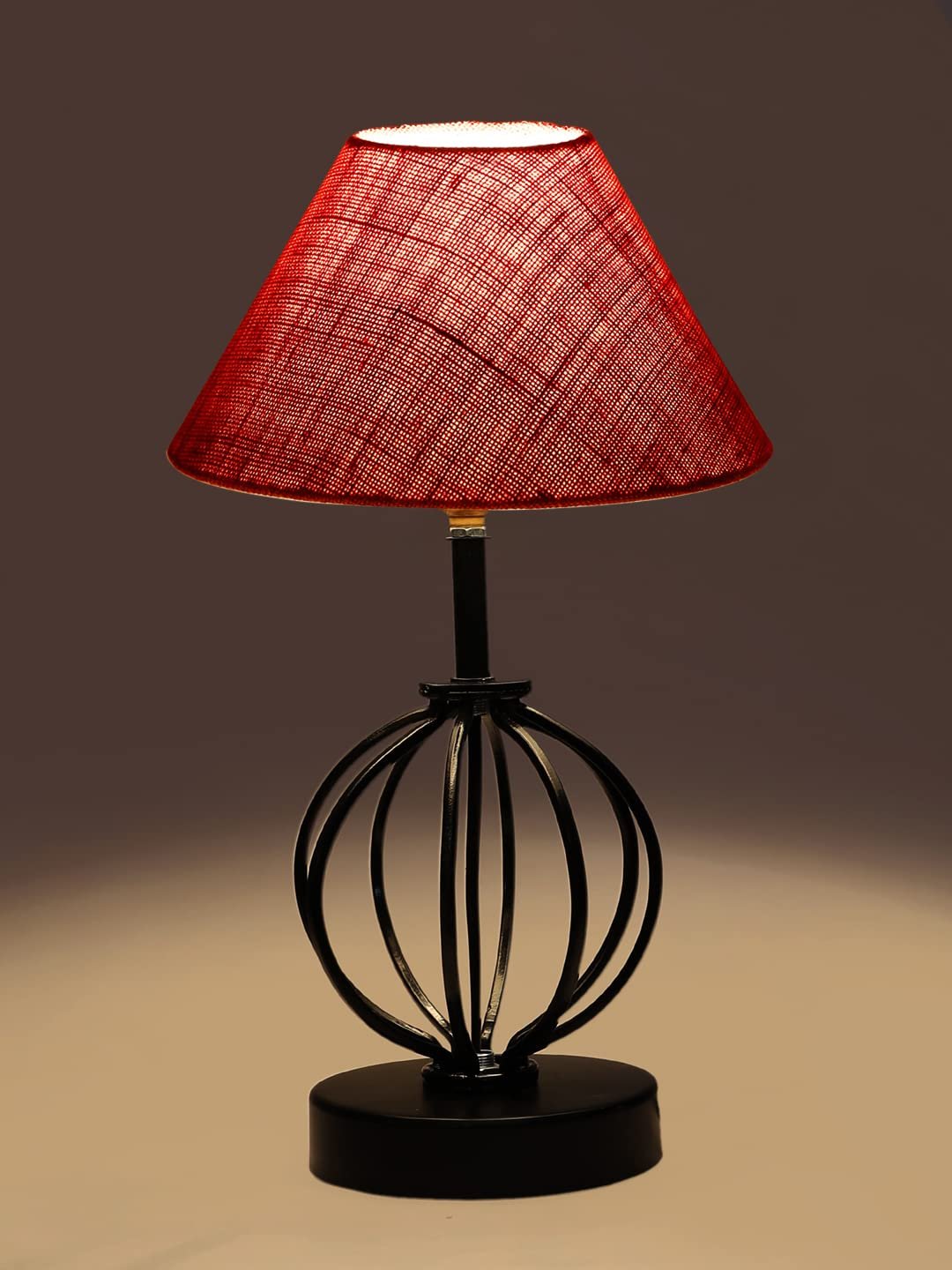 Pink Jute Table lamp with Iron Base