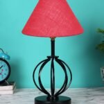 Pink Jute Table lamp with Iron Base