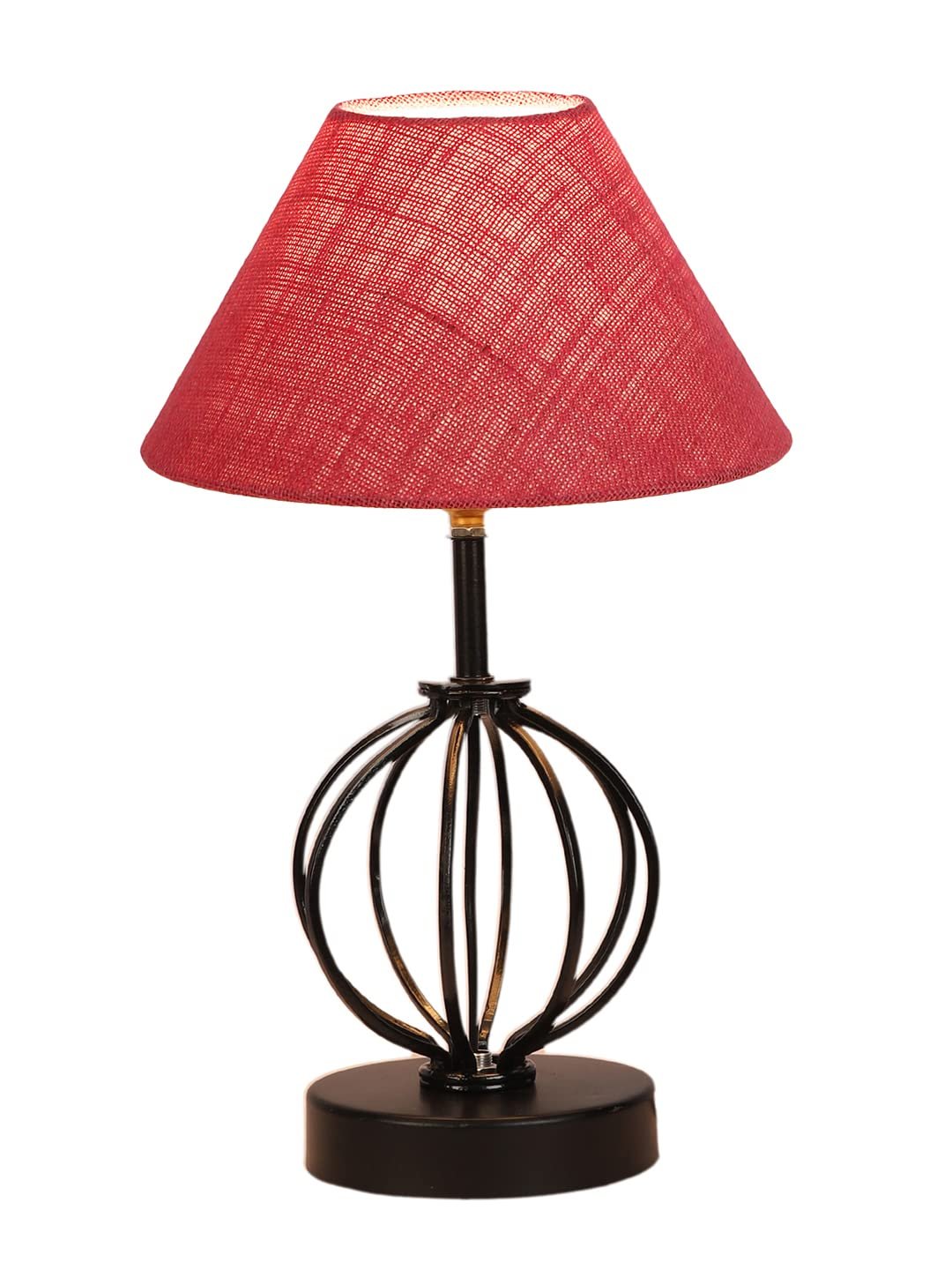 Pink Jute Table lamp with Iron Base