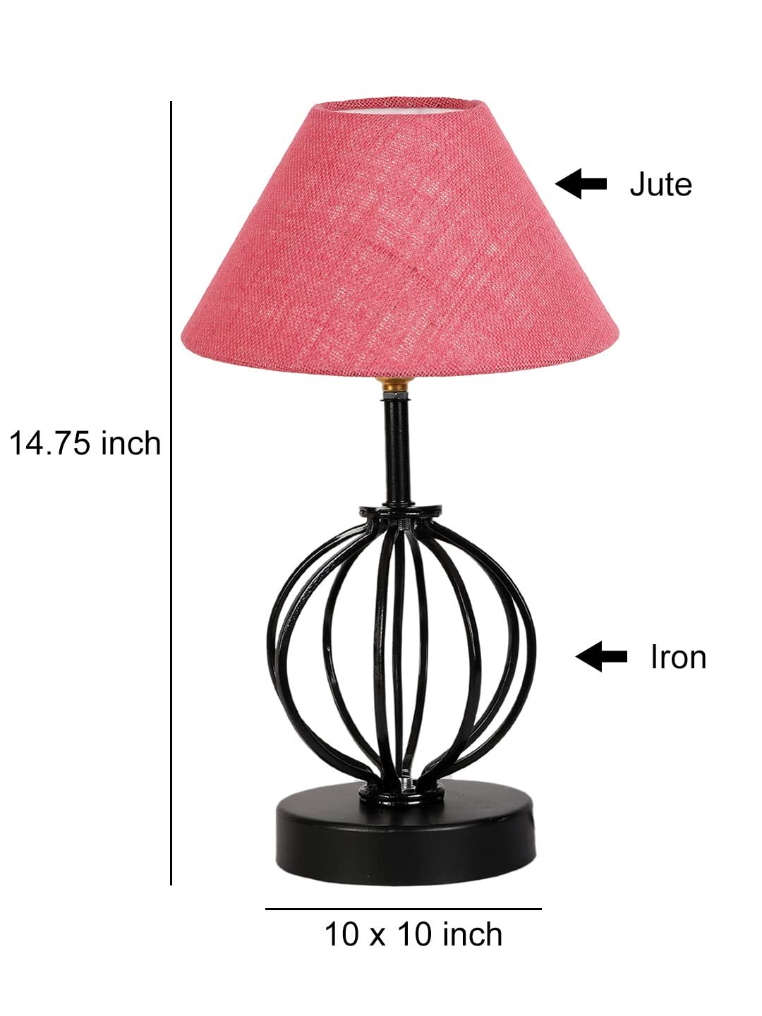 Pink Jute Table lamp with Iron Base