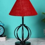 Maroon Jute Table lamp with Iron Base(44)