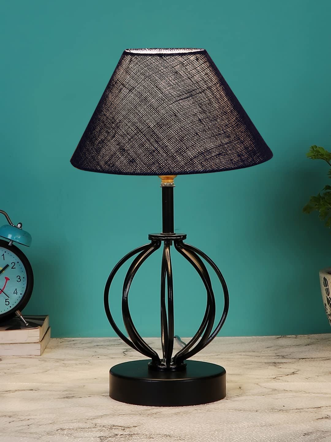 Blue Jute Table lamp with Iron Base(45)