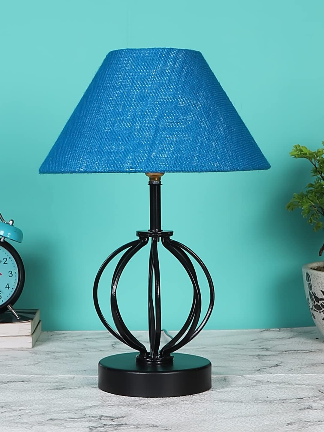 Turquoise Jute Table lamp with Iron Base(46)