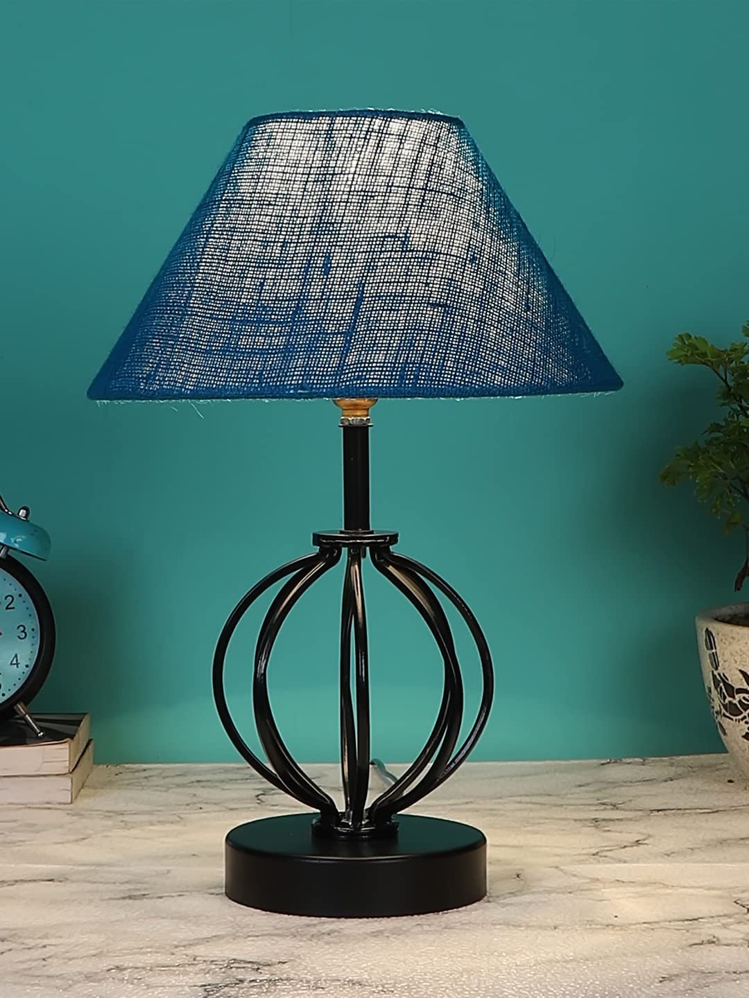 Turquoise Jute Table lamp with Iron Base(46)