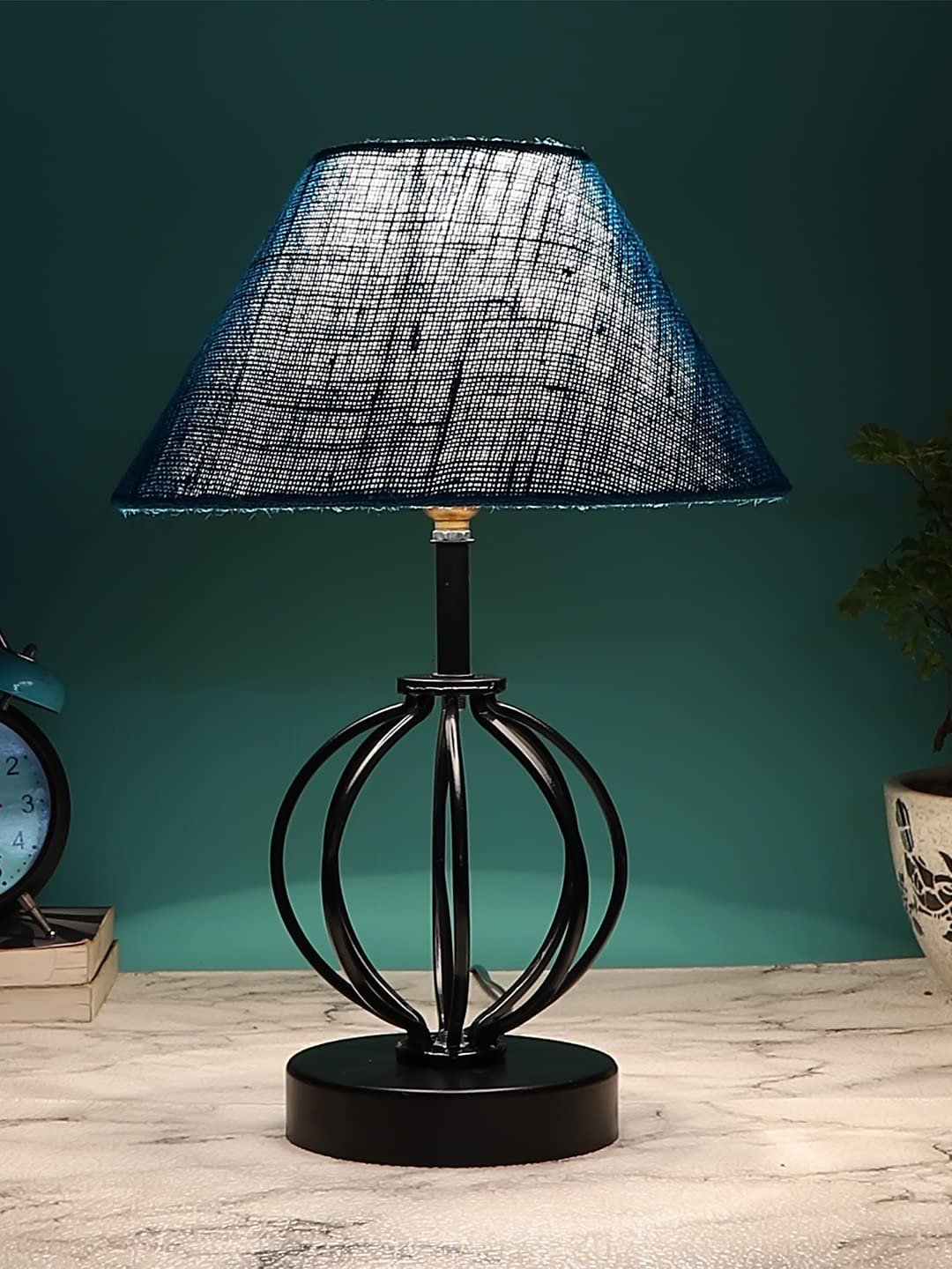 Turquoise Jute Table lamp with Iron Base(46)