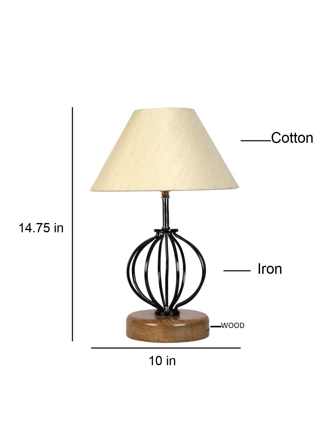 Off-White Cotton Table lamp with Wood & Iron Base(52)