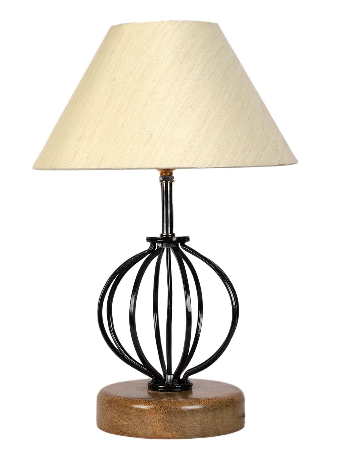 Off-White Cotton Table lamp with Wood & Iron Base(52)