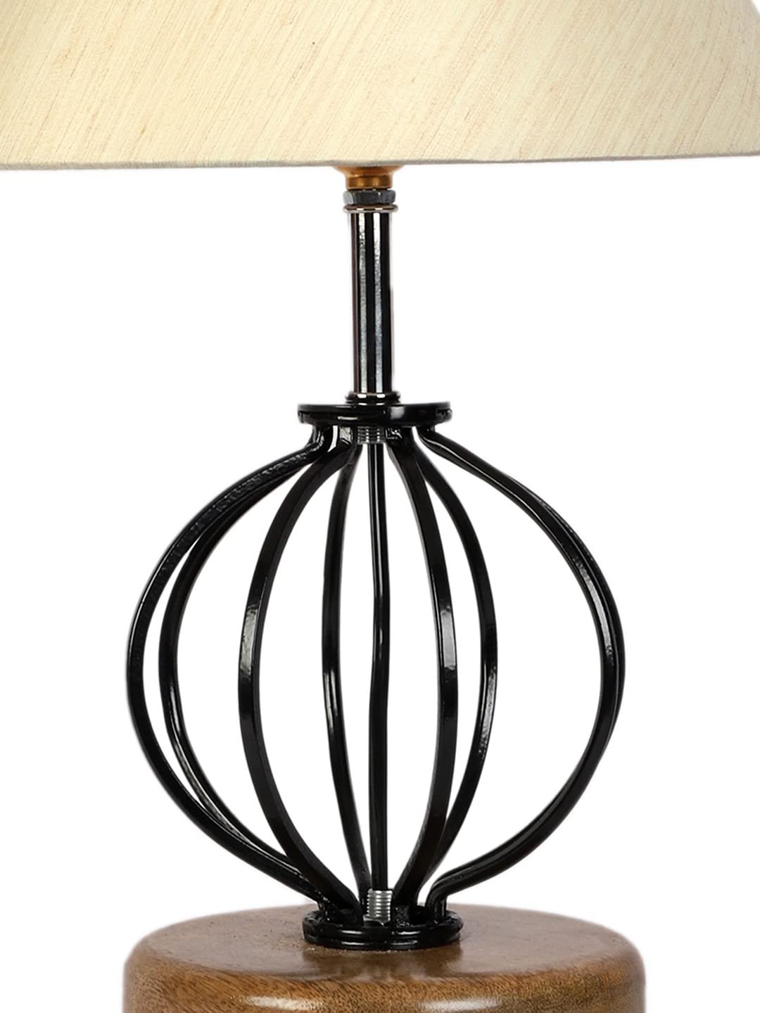 Off-White Cotton Table lamp with Wood & Iron Base(52)