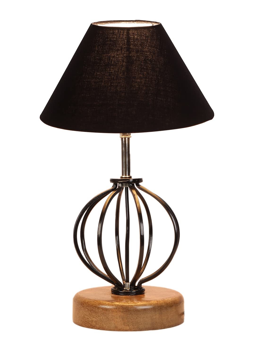 Black Cotton Table lamp with Wood & Iron Base(53)