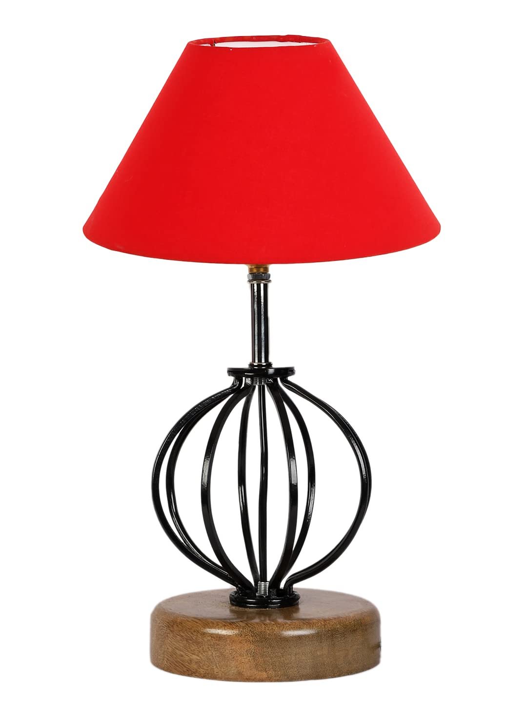 Red Cotton Table lamp with Wood & Iron Base(54)