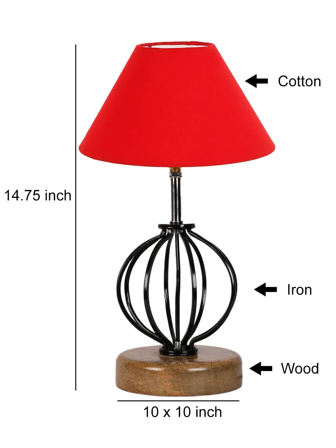 Red Cotton Table lamp with Wood & Iron Base(54)