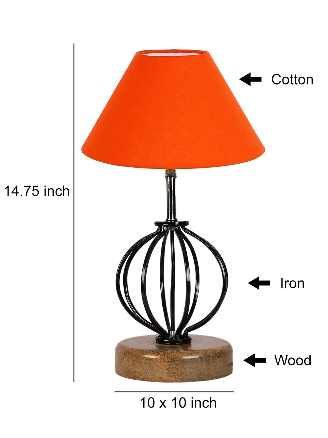 Orange Cotton Table lamp with Wood & Iron Base(55)