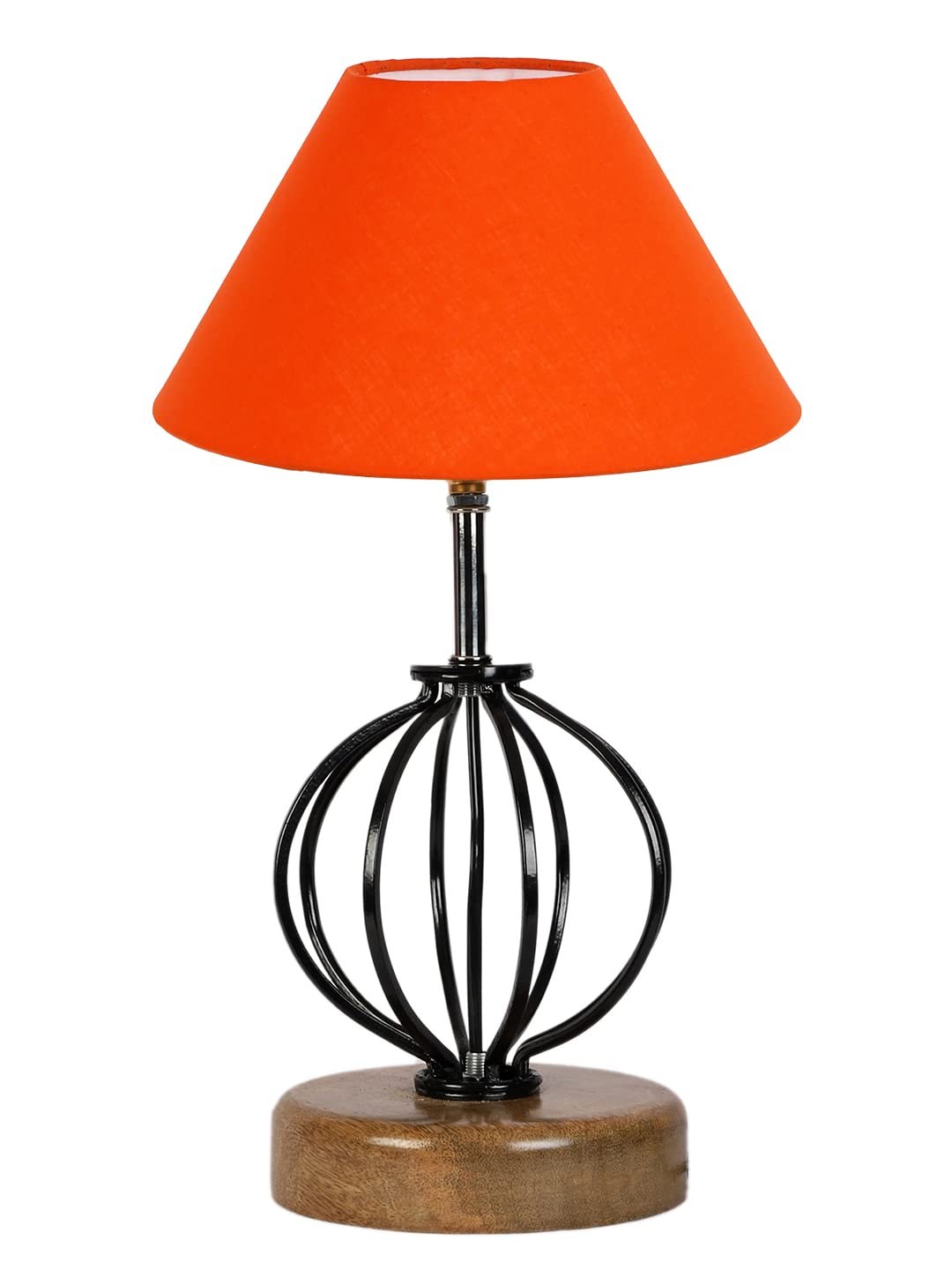 Orange Cotton Table lamp with Wood & Iron Base(55)