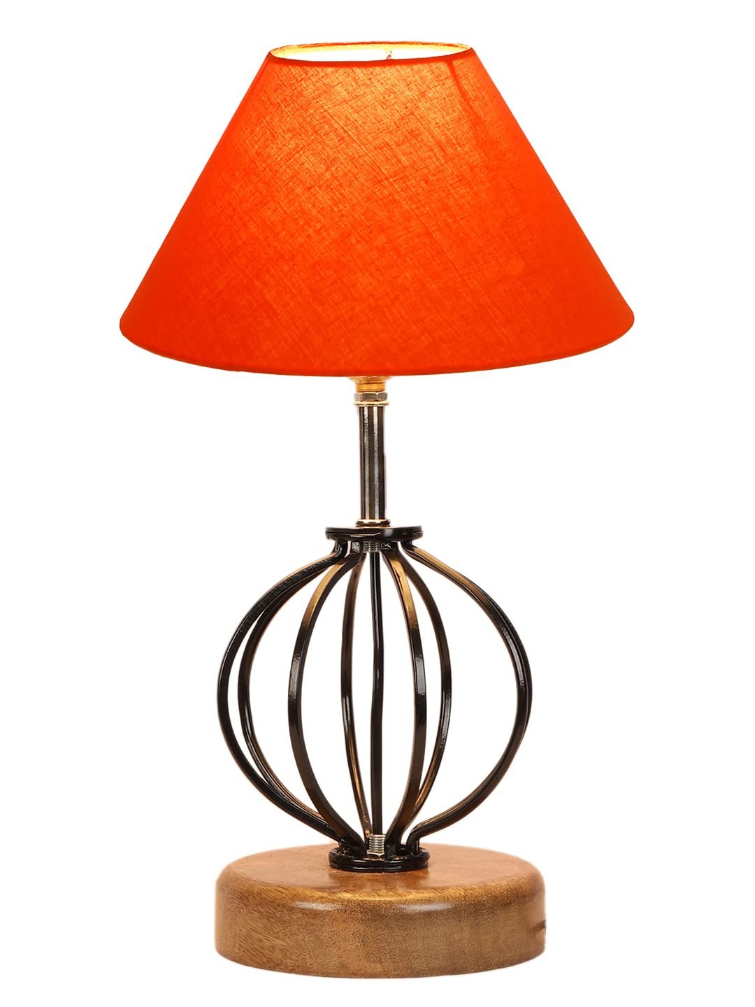 Orange Cotton Table lamp with Wood & Iron Base(55)