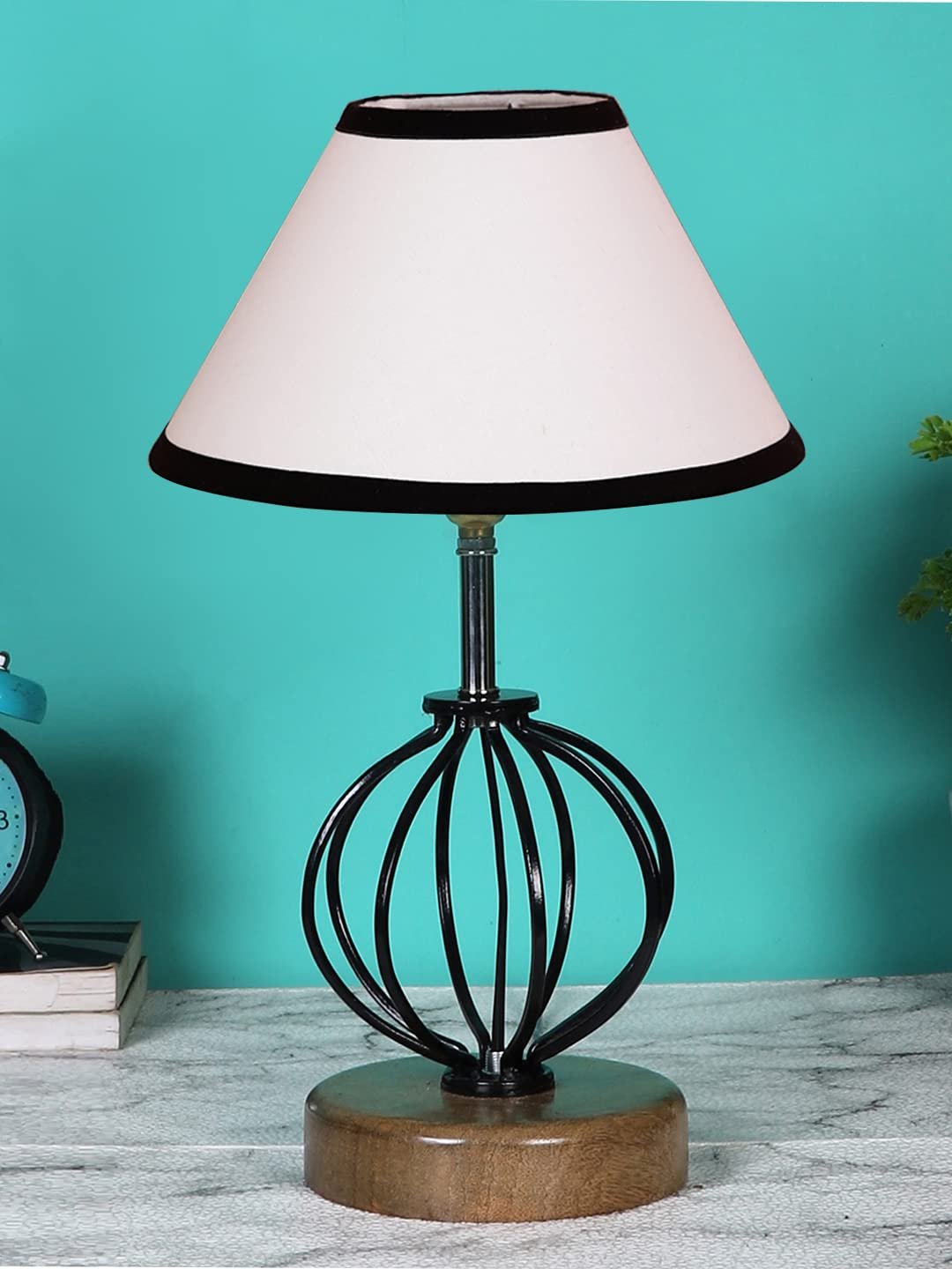 Multicolor Cotton Table lamp with Wood & Iron Base(58)