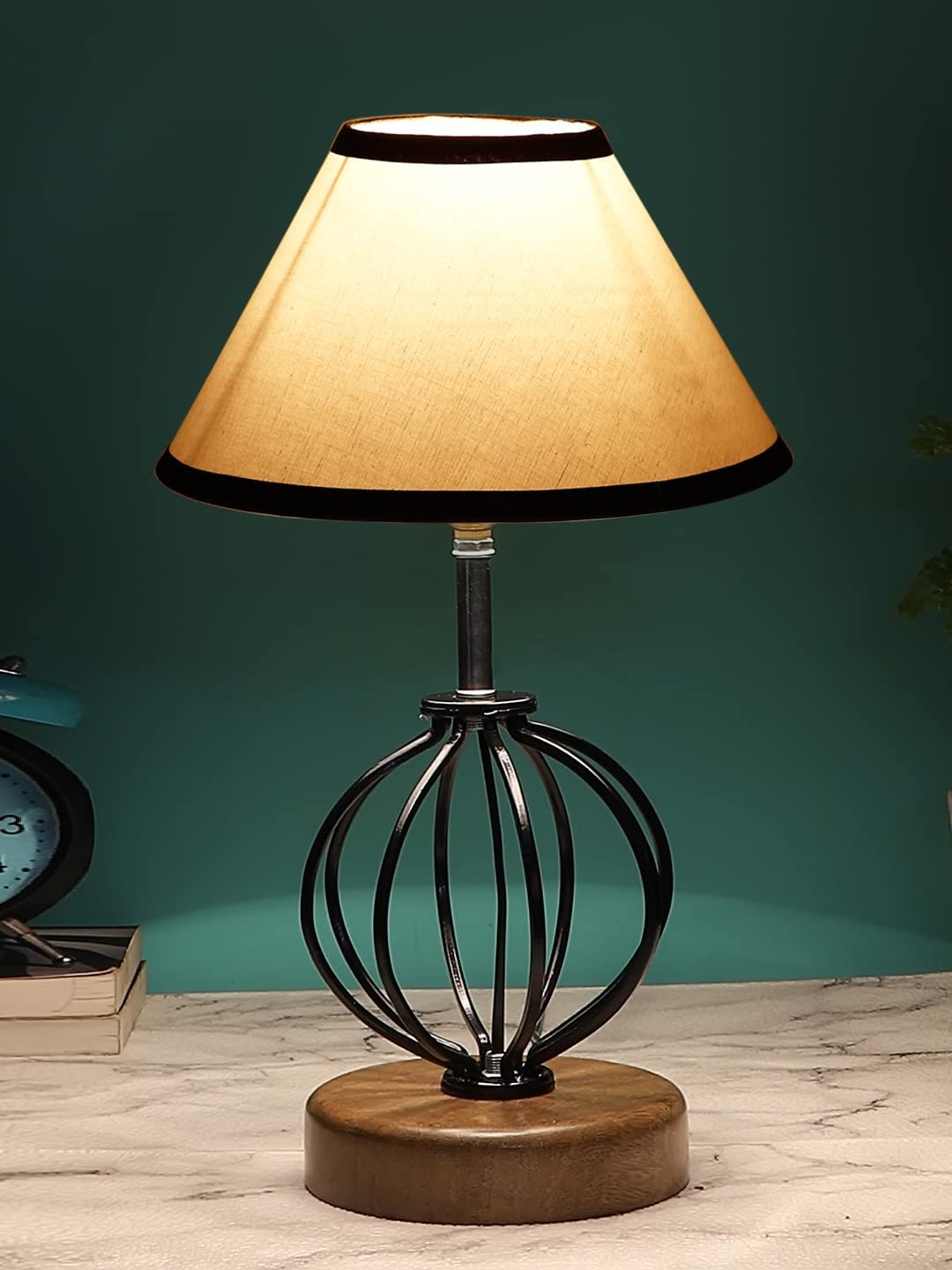 Multicolor Cotton Table lamp with Wood & Iron Base(58)