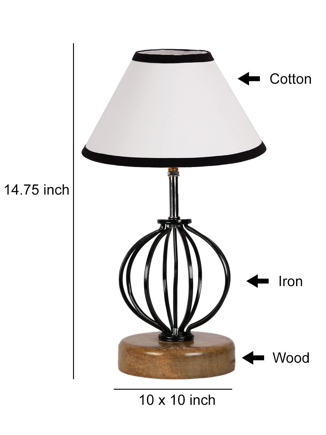 Multicolor Cotton Table lamp with Wood & Iron Base(58)
