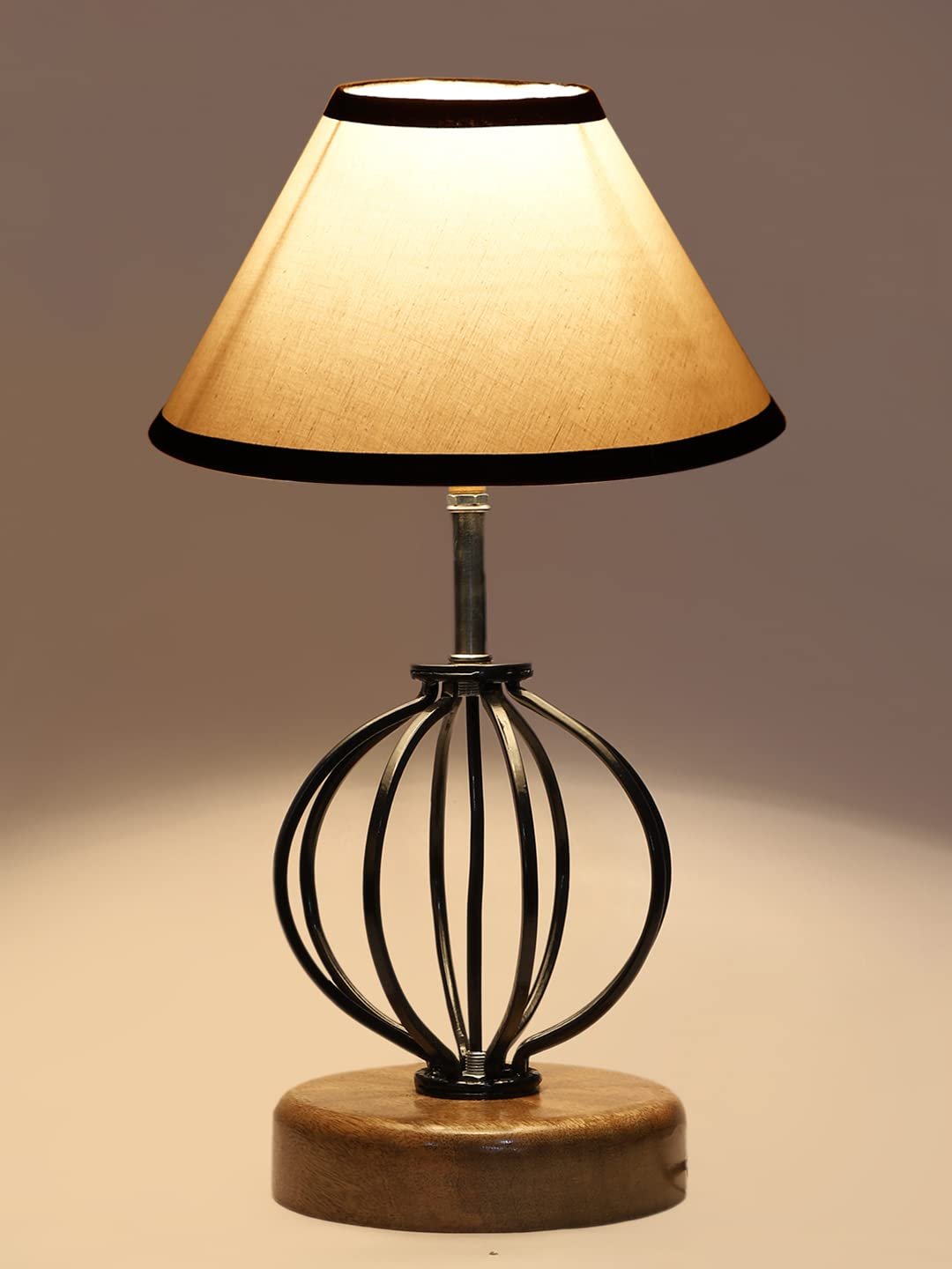 Multicolor Cotton Table lamp with Wood & Iron Base(58)