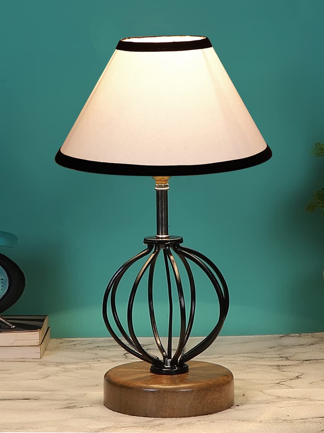 Multicolor Cotton Table lamp with Wood & Iron Base(58)