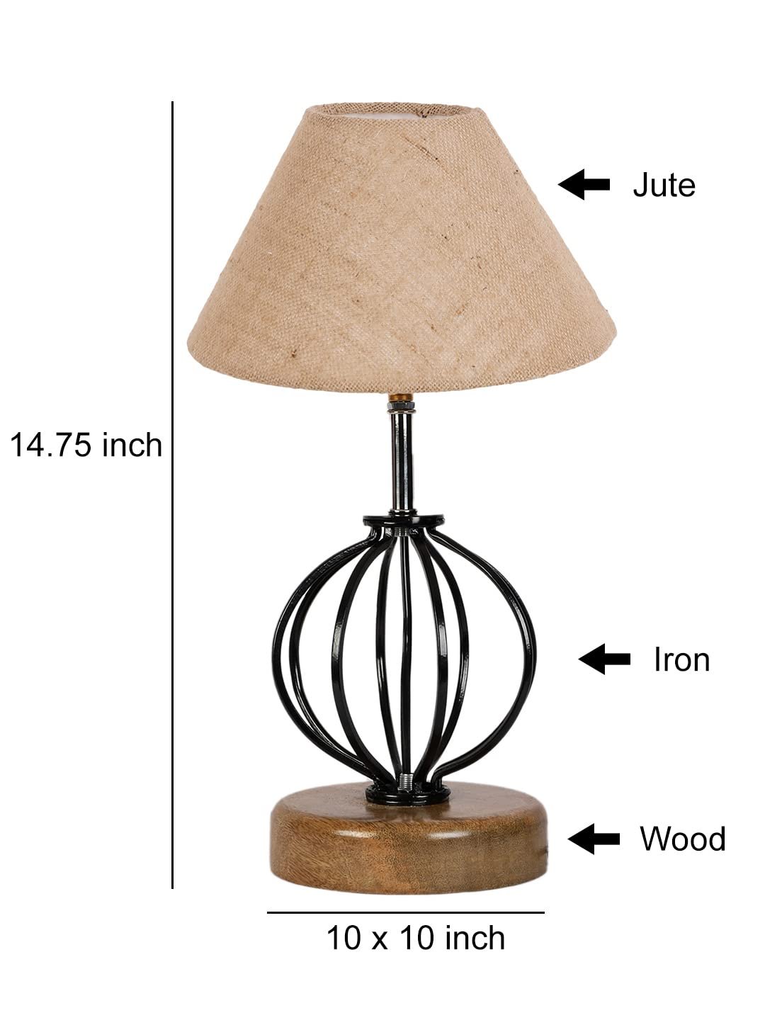 Beige Jute Table lamp with Wood & Iron Base(59)