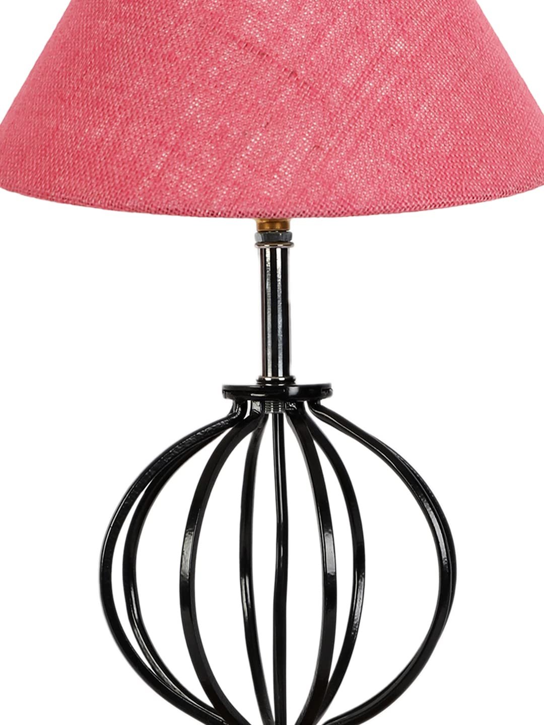 Pink Jute Table lamp with Wood & Iron Base(60)