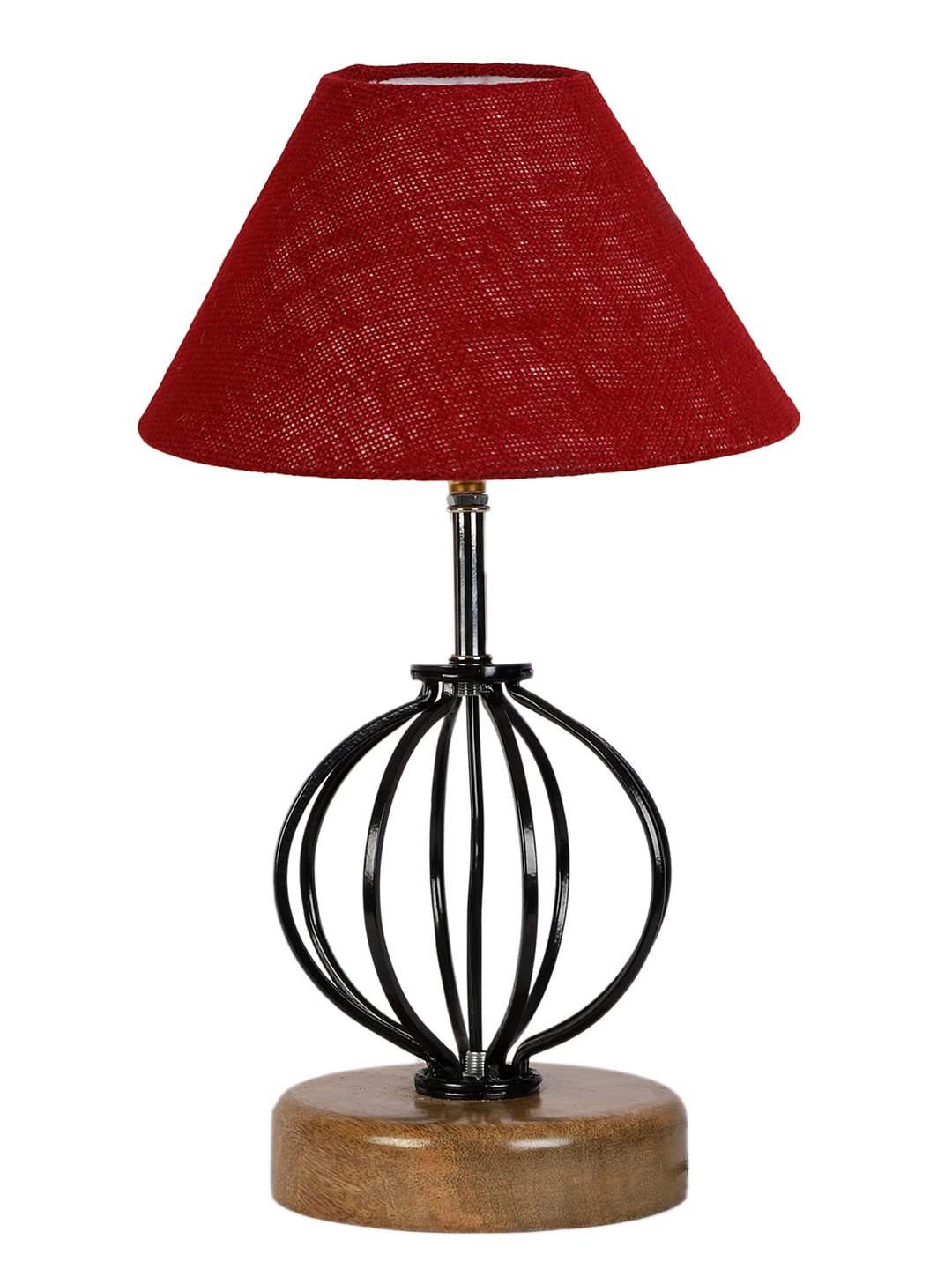 Maroon Jute Table lamp with Wood & Iron Base(61)