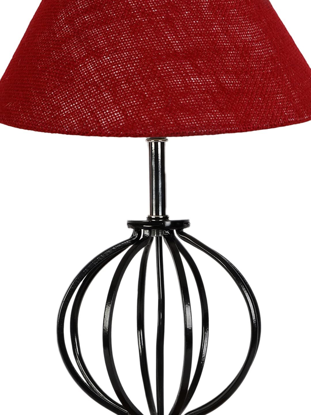 Maroon Jute Table lamp with Wood & Iron Base(61)