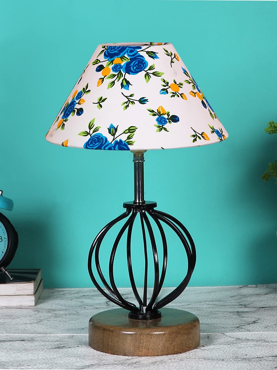 Multicolor Cotton Table lamp with Wood & Iron Base(64)