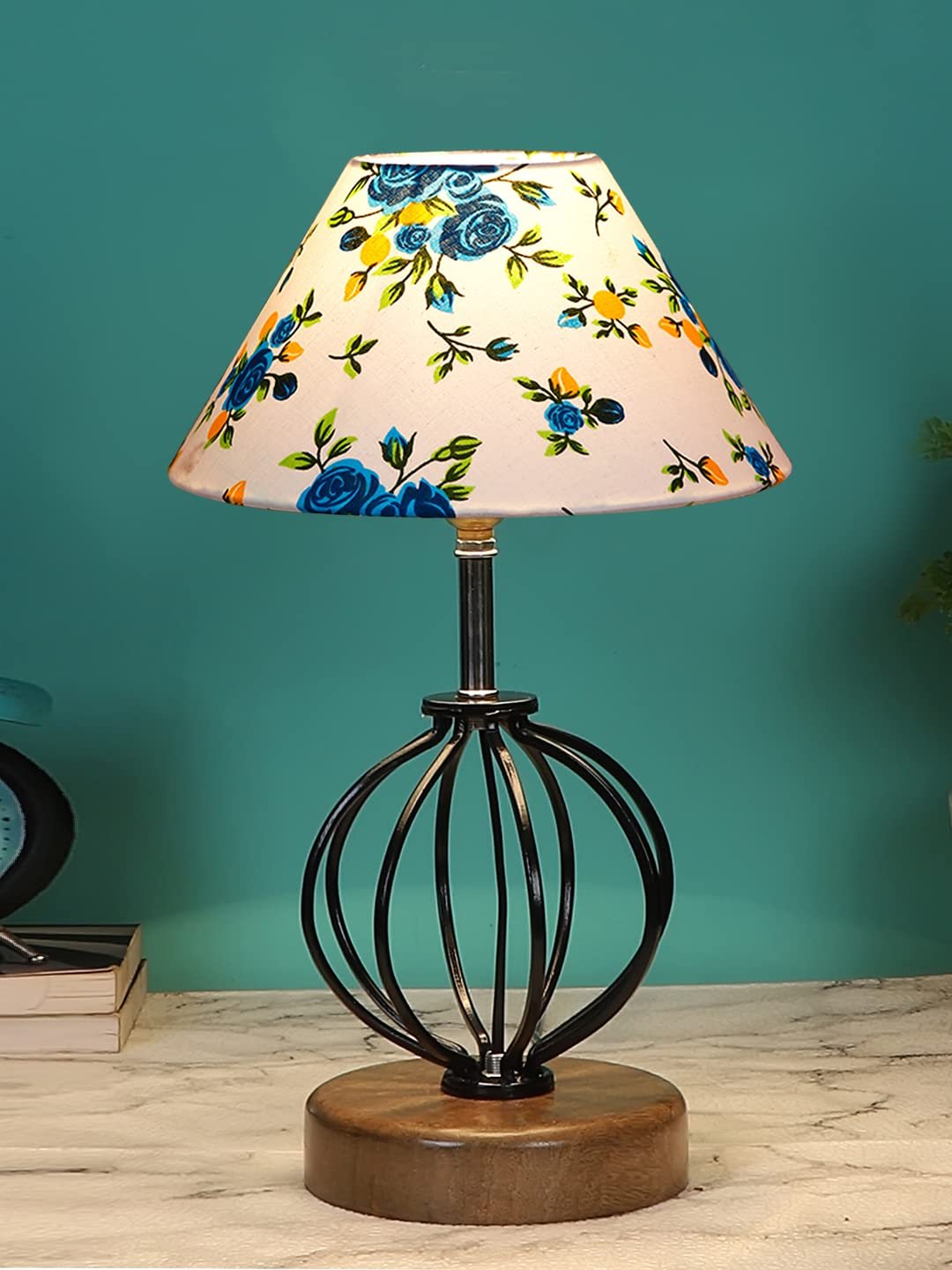 Multicolor Cotton Table lamp with Wood & Iron Base(64)