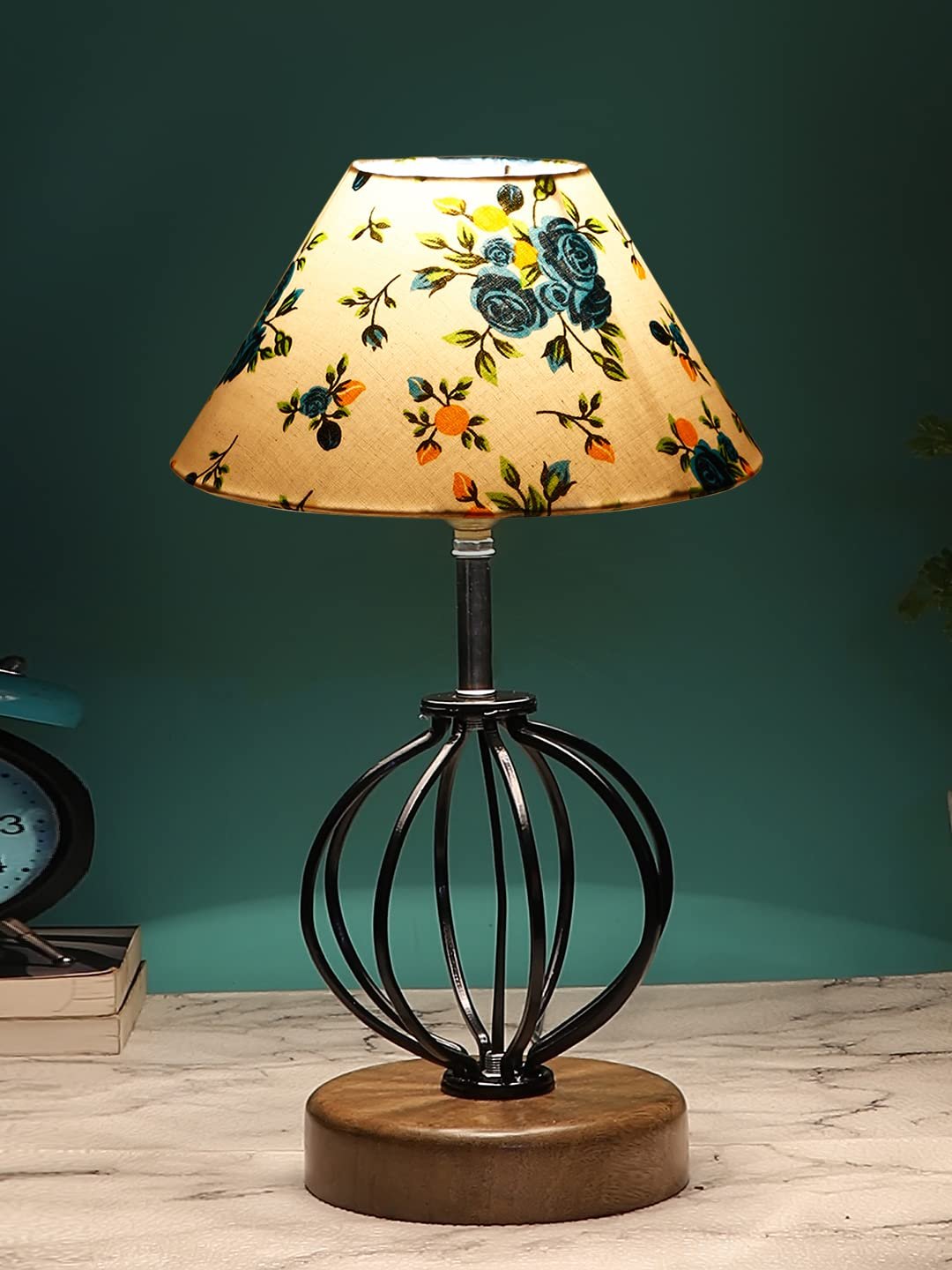 Multicolor Cotton Table lamp with Wood & Iron Base(64)