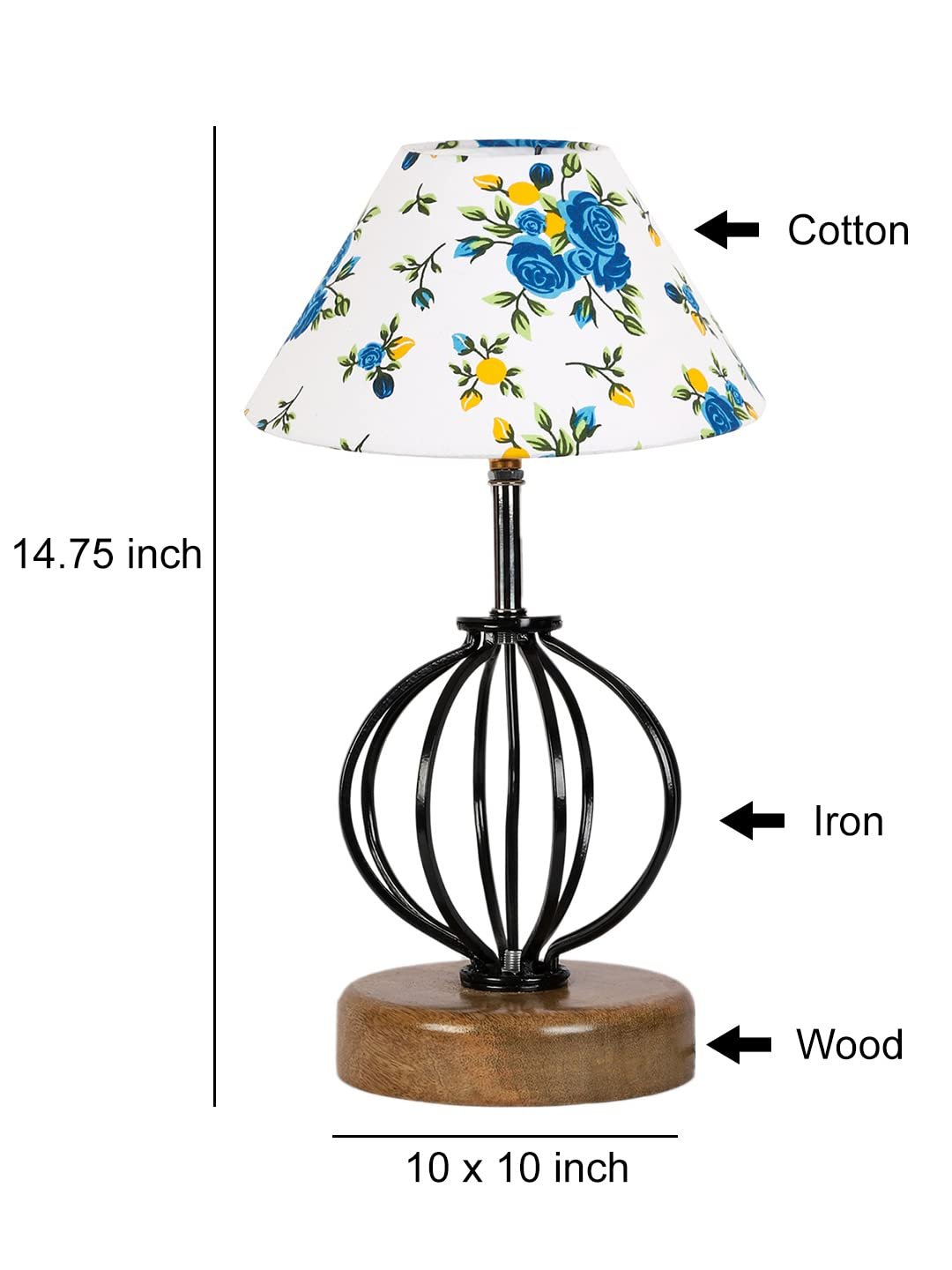 Multicolor Cotton Table lamp with Wood & Iron Base(64)