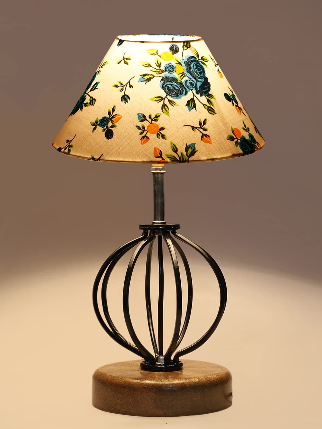 Multicolor Cotton Table lamp with Wood & Iron Base(64)