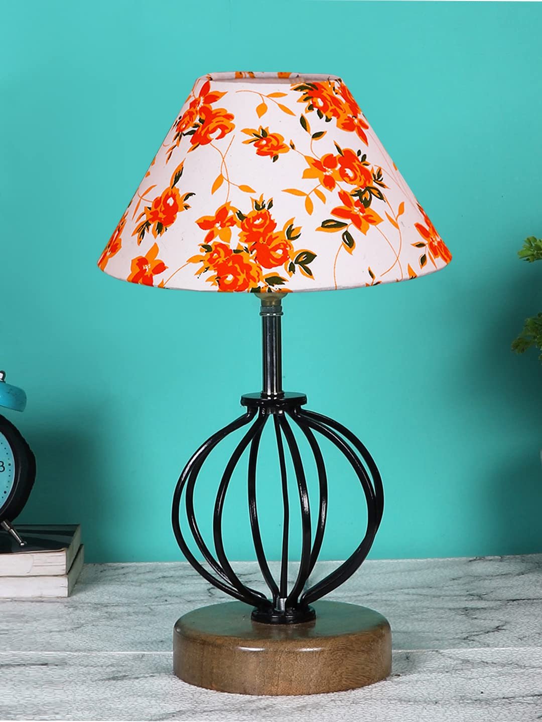 Multicolor Cotton Table lamp with Wood & Iron Base(65)