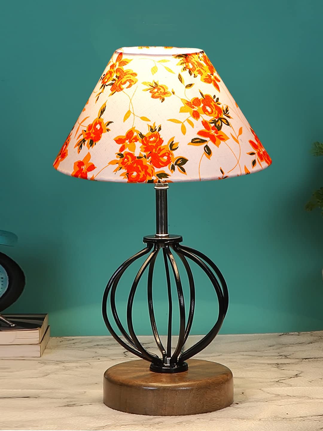 Multicolor Cotton Table lamp with Wood & Iron Base(65)