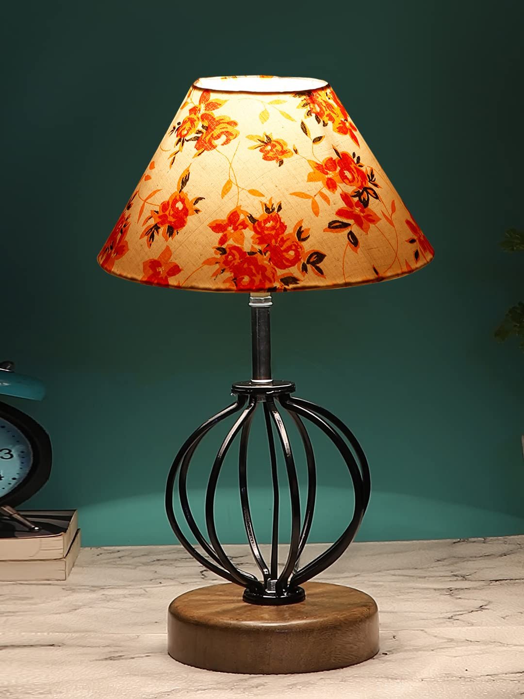Multicolor Cotton Table lamp with Wood & Iron Base(65)