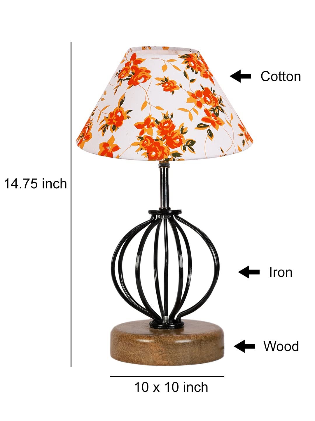 Multicolor Cotton Table lamp with Wood & Iron Base(65)