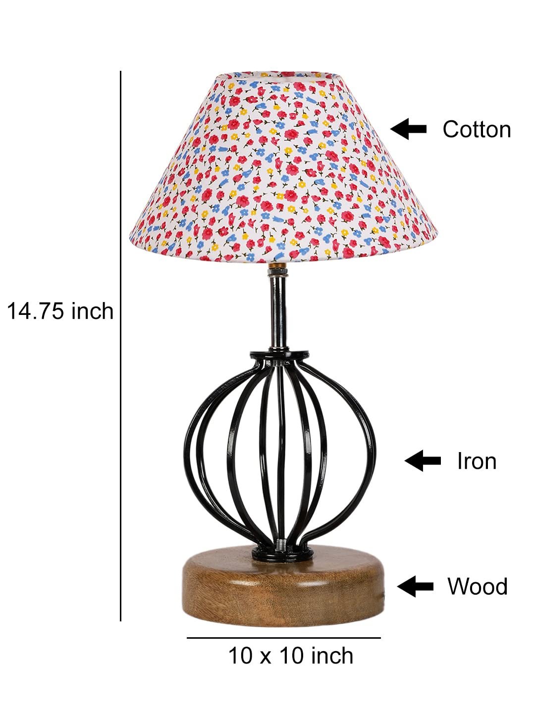 Multicolor Cotton Table lamp with Wood & Iron Base(66)